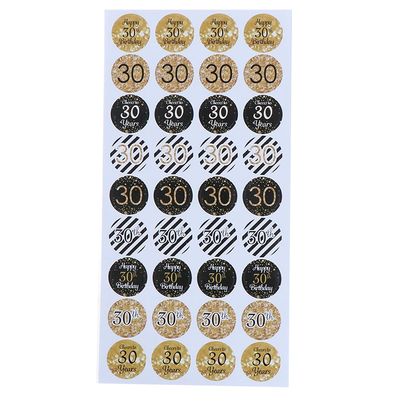 

216pcs 30/40/50th Happy Birthday Paper Seal Sticker 30 year old Event Party Gift Stickers Anniversary Party Decor
