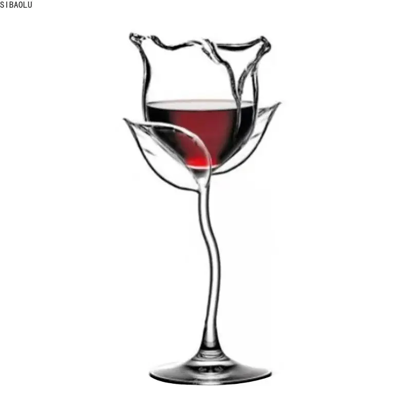 

Fancy Red Wine Goblet Wine Cocktail Glasses 100ml Rose Flower Shape Wine Glass Party Barware Drinkware