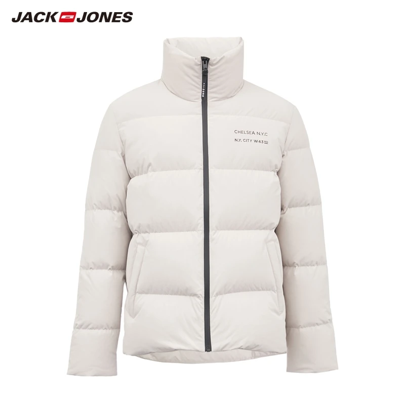 JackJones зимняя мужская белая куртка на утином пуху, ветрозащитная водостойкая ткань, короткое пальто, мужская одежда 219312505