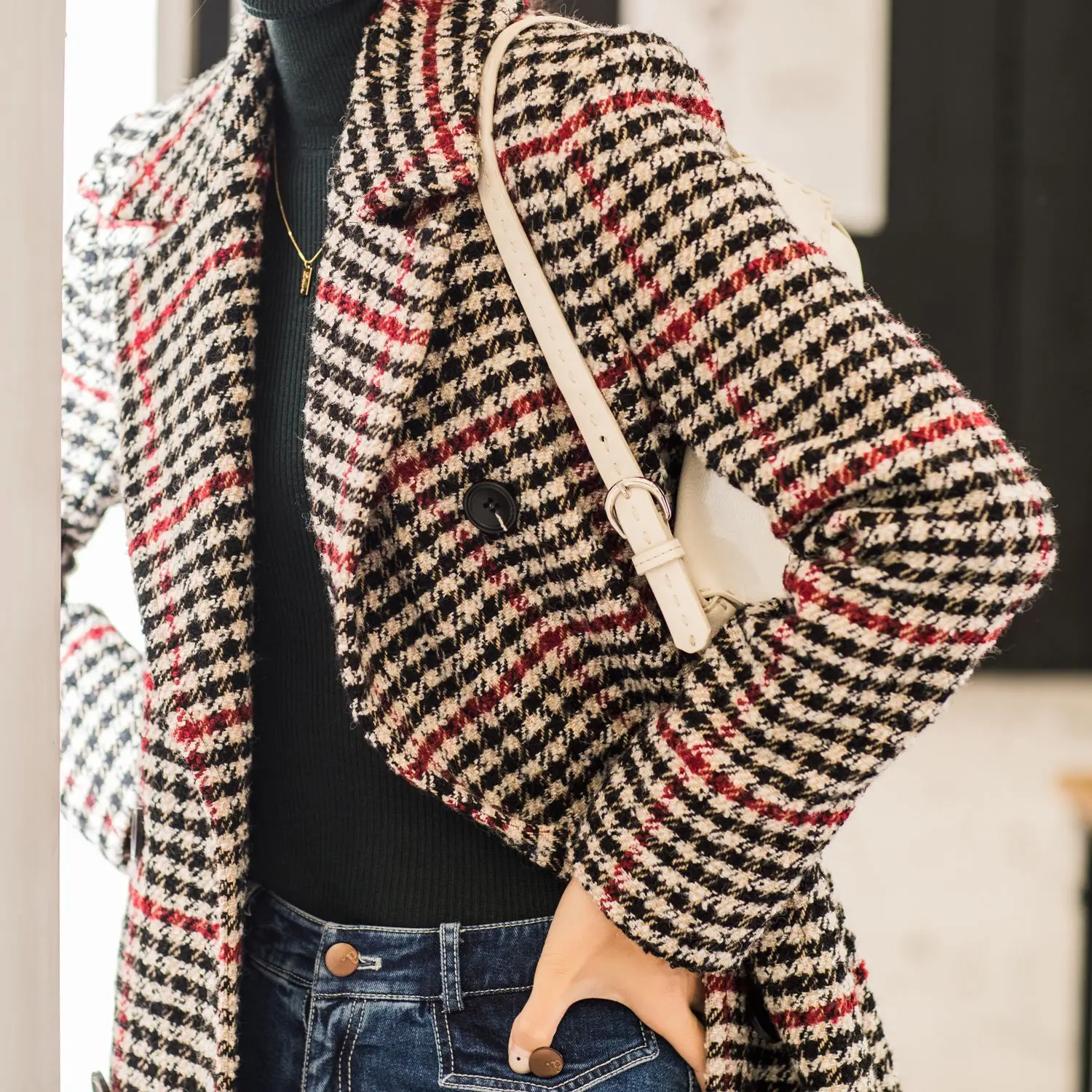 Manteau Veste Femme Hiver Зимняя шерстяная Длинная накидка Женская клетчатая Корейская куртка женская s пальто Vadim Abrigo Mujer Zaful Kawaii YL275