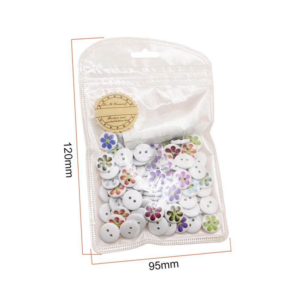 100pcs 15mm Mixed Wooden Buttons Perfect for Scrapbooking Crafts Sewing color mixing