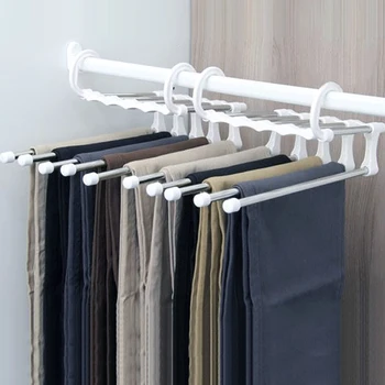 

Stainless Steel Pants Storage Rack 5 in 1 Scarf Clothes Belt Holder Laundry Rack Convenient Tools Device Coat Hanger Pants Rack