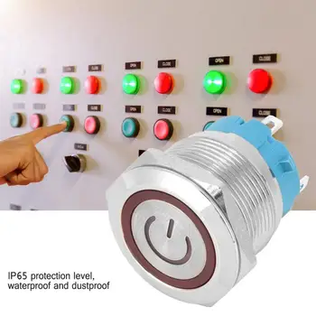 

2PCS 4 Pin Push Button Switch 3-6VDC 22mm Flat Head Round Button Switch with Power Light Sign Self Reset Button Switch