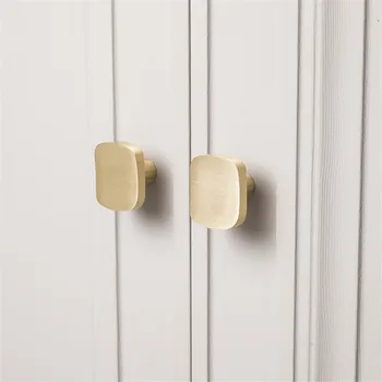 

Moden Simple Square Brass Handle Handmade Drawer Cupboard Wardrobe Door Knobs DIY Golden Single Hole Knob Furniture Pull