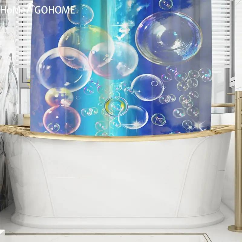 Романтические синие градиентные занавески для душа, 3D занавески для ванной, водонепроницаемая ткань, моющаяся занавеска для ванной комнаты, большой экран