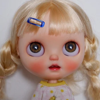 

neo Blyth Doll NBL 1/6 BJD Customized Frosted Face,big eyes doll makeup Ball Jointed Doll with Mango wig handmade Star eyes doll