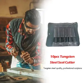 

10pcs Tungsten Steel Stone Woodcarving Cutter Chip Knives Woodworking Hand Tools Suitable for Bone Graphite Plexiglass