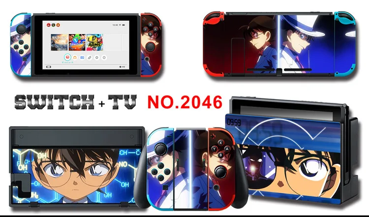 1set New Cute Anime Full Body Sticker for NS Switch Protective Cover Skin Colorful Art for Game Console Joy-Con Controller Decor