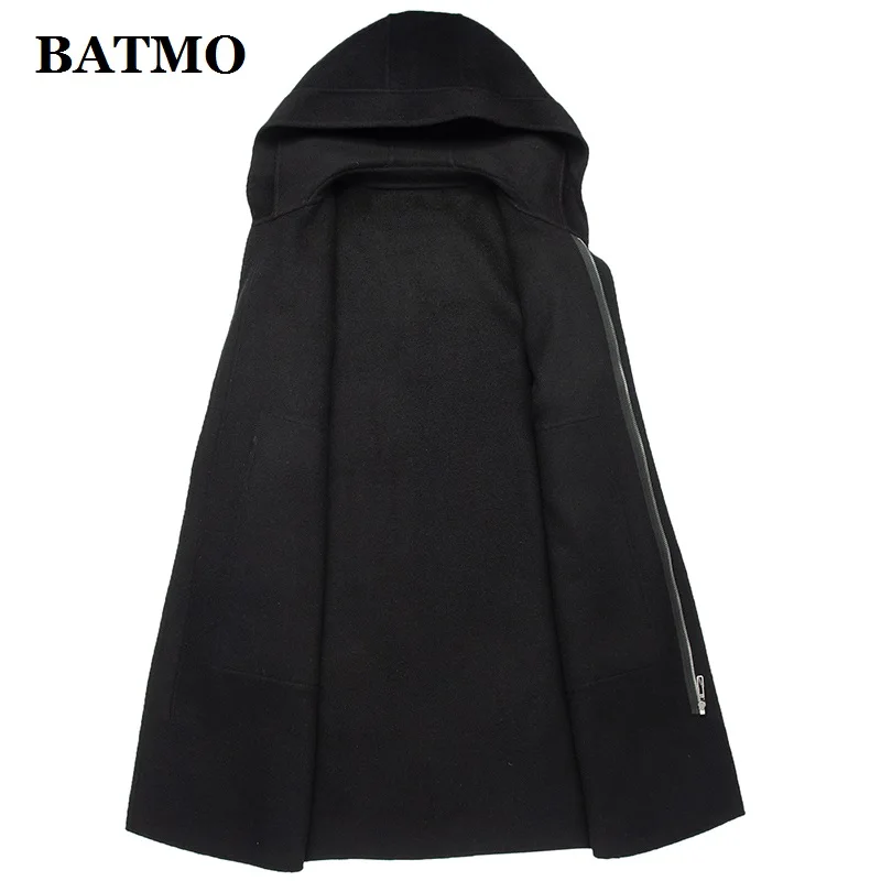 BATMO 60% шерсть с капюшоном пальто для мужчин, мужские зимние шерстяные Длинные куртки, размер M-4XL 1850
