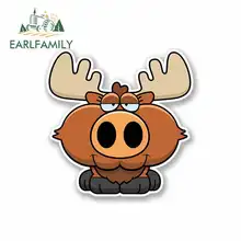 EARLFAMILY 13cm x 13cm Car Stickers for Cartoon Moose JDM Vinyl Car Wrap Windshield Bumper Windows Bumper Trunk Accessories