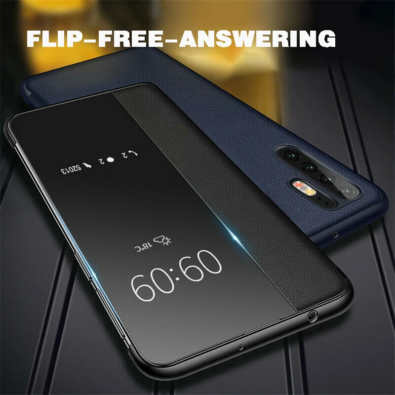 Original Smart View Window Flip Case Cover for Huawei P40 P30 P20 P10 Plus Mate 9 10 20 30 Pro Lite Honor 8X 10 10i Leather Case pu case for huawei