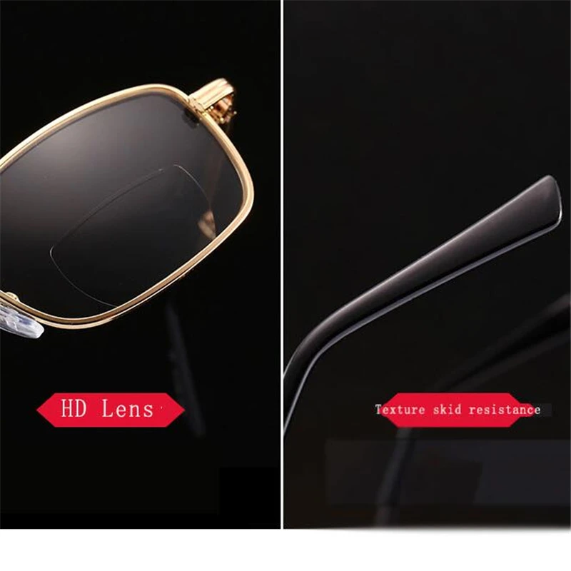 Bifocal прогрессивные многофокусные складные очки для чтения для мужчин и женщин высокого качества сплав Золотая рамка очки для пресбиопии мужчины с коробкой