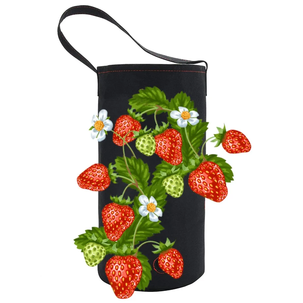 

2Pcs Non-woven Strawberry Planter Bags For Growing Outdoor Vertical Garden Hanging Open Style Vegetable Planting Grow Bag