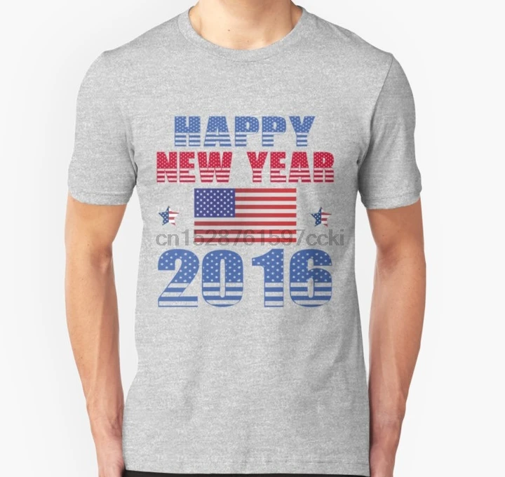 Men tshirt HAPPY NEW YEAR 2016 T Shirt Printed T-Shirt tees top | Мужская одежда
