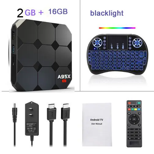 Android 7,1 tv box A95X R2 2GB 16GB Amlogic S905W tv box четырехъядерный 2,4G WiFi медиаплеер PK X96 mini Smart tv box 4K 3D - Цвет: 2GB16GB Keybaord