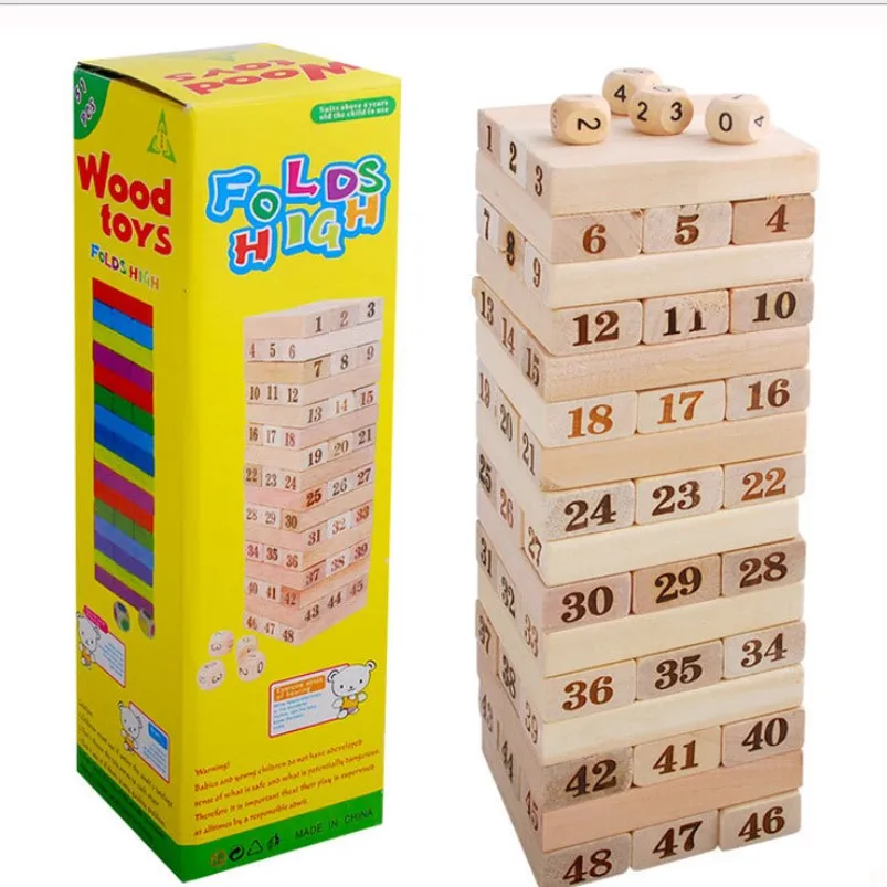  DIY Wooden Building Blocks Fold High Tower Balance Toy Kids Family Game Interactive Domino Stacker  - 4000201966420