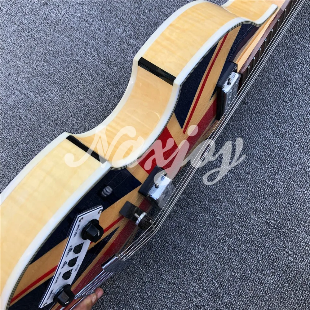 Британский флаг Hofner Скрипка 4 струны электрическая бас гитара BB2 значок серии Hofner Пламя клен Винтаж CT бас