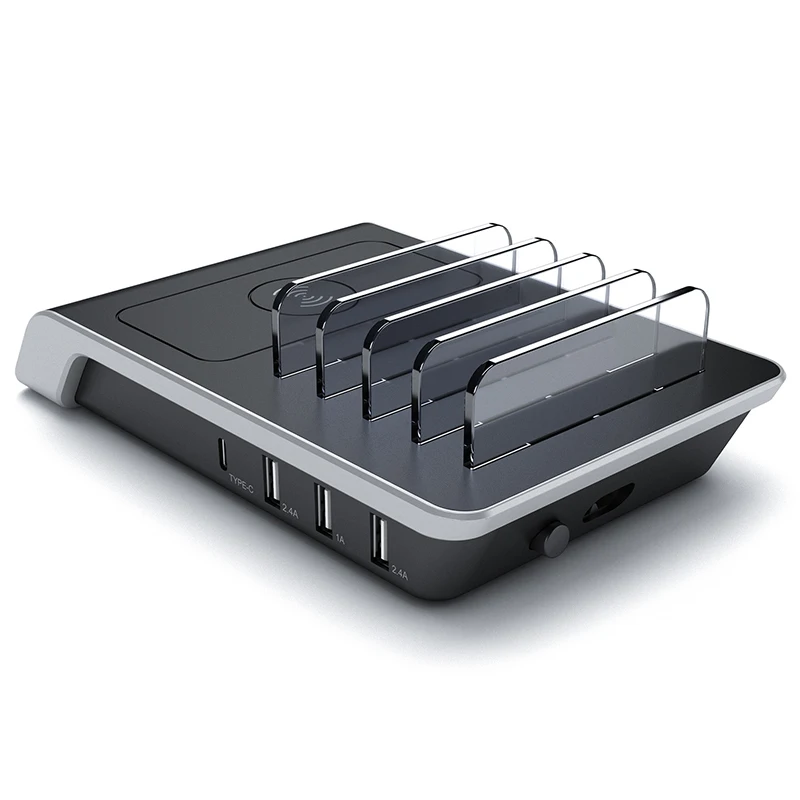

4 Ports Cell Phone USB Charger Fast Charge Smartphone Bracket Support Wirless Charging LSMK99