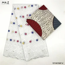 Mr. Z 2,5+ 3 ярдов/партия белая хлопковая швейцарская кружевная ткань с вышивкой полиэстер принт Анкара бинта настоящая ткань воск высокое качество