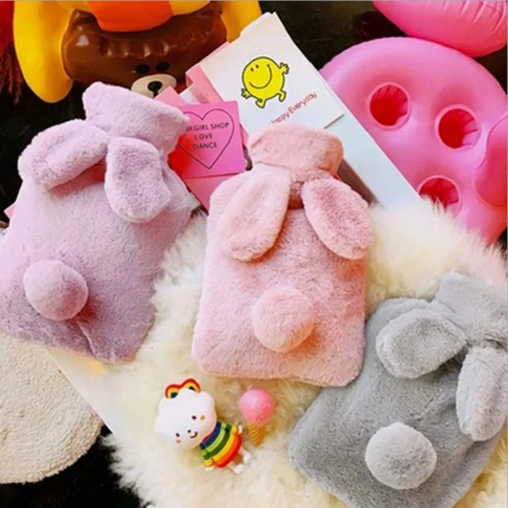 Warm Water Bag Hand Warmer Household Warming Hot Water Bottles with Rabbit Ear Cover new