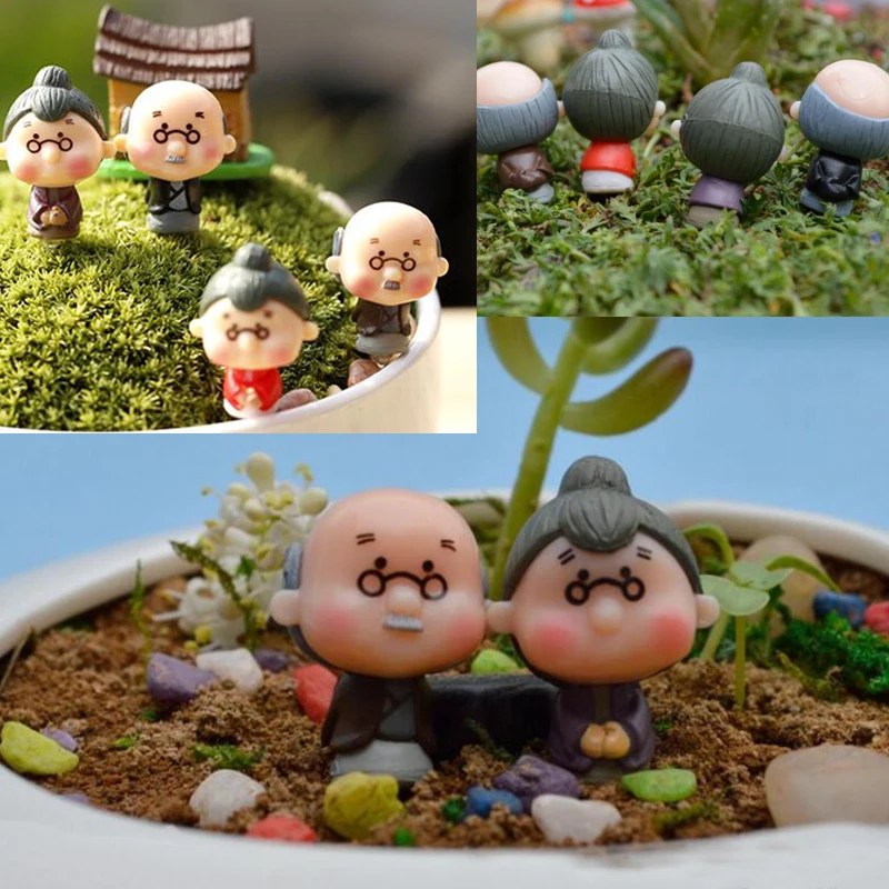 

Figures Dolls PVC Grandfather Grandmother Micro Landscape Bonsai Decoration DIY Mini 2017 Home Dollhouse Garden Ornaments