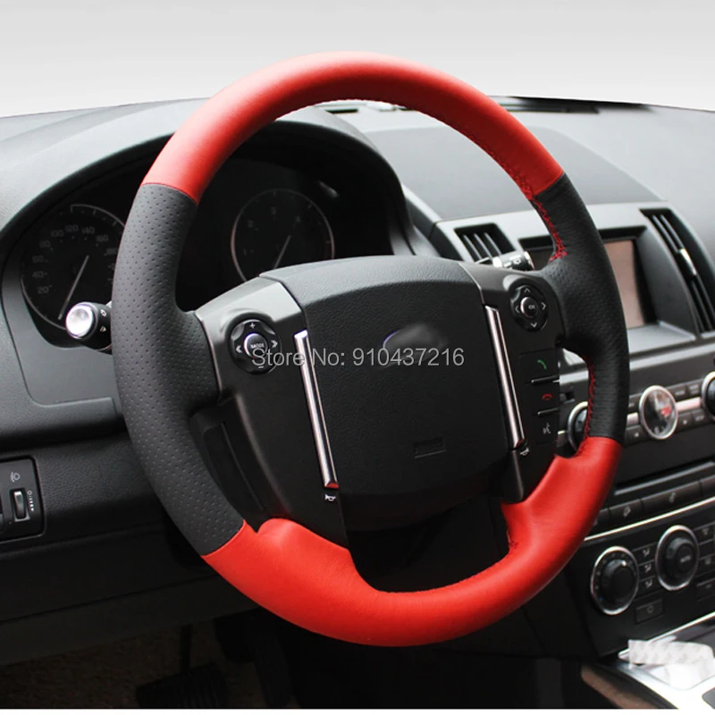 

For Land Rover Freelander 2 2010 2011 DIY Black Perforated Suede Leather Hand sewing Steering Wheel Wrap Cover