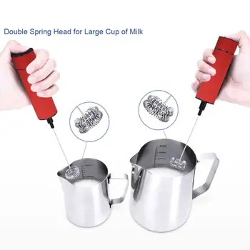 

Double Spring Whisk Head Electric Milk Frother Handheld Milk Foamer Drink Mixer