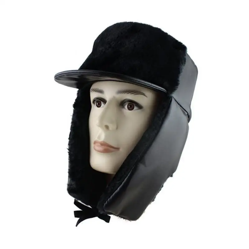 Soviet Badge Hat Pu Waterproof Padded Earmuffs Russian Warm Hat Women Earmuffs Outdoor Warm Hat Padded And Hat Men M3Z3 mens winter bomber hats