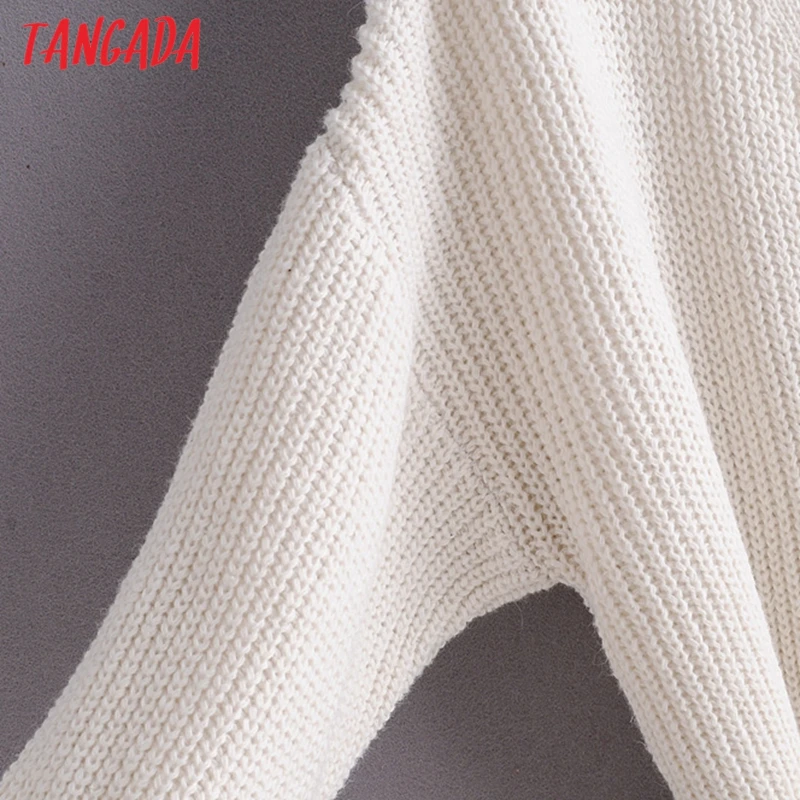 Tangada осенне-зимнее черное пальто-кардиган с поясом, винтажное, женский джемпер, Офисная Женская модная туника, вязаное пальто SL03