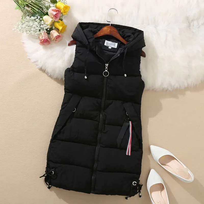Koop Vrouwen Vest Plus Size Winter Jas Pocket Kapmantel Warm Casual Katoenen Gewatteerde Vest Vrouwelijke Slanke Vesten Drop Shipping