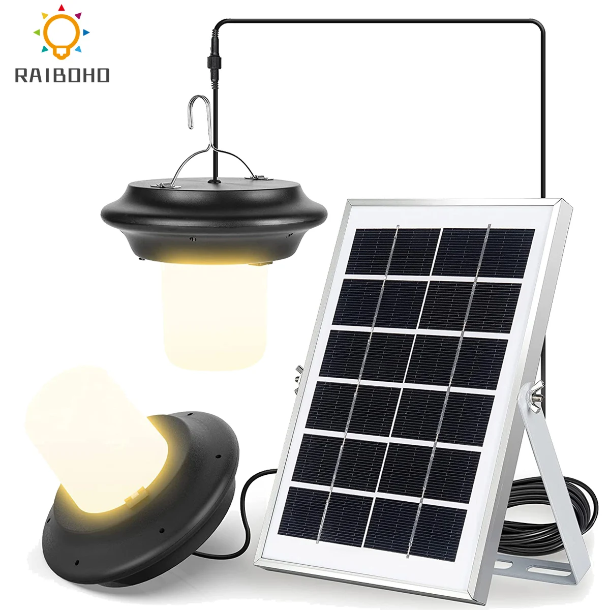 

Solar Pendant Light Double Head Solar Powered Shed Light Outdoor Hanging Lantern with Remote Remote Control for Garden Balcony
