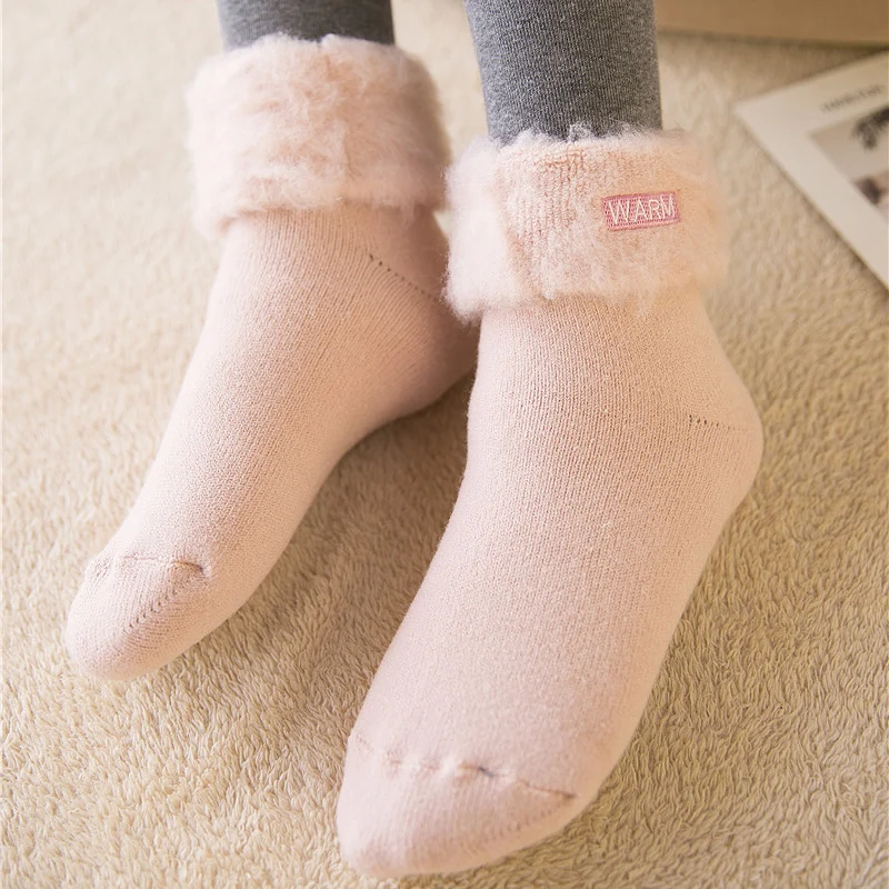 Зимние толстые шерстяные носки женские бархатные длинные носки зимние теплые забавные носки Femme Calcetines Mujer Рождественский подарок