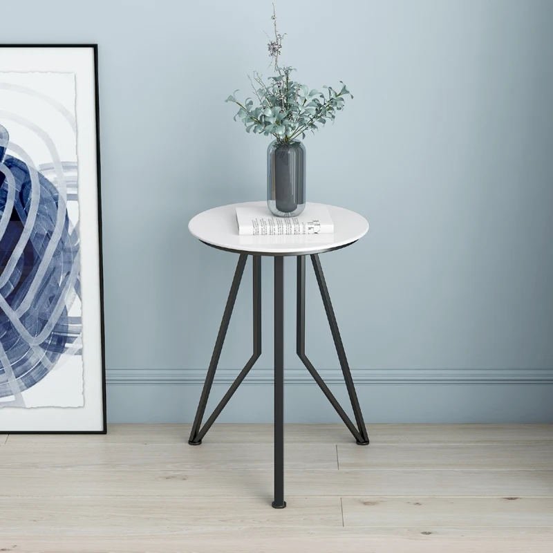 Nordic creative marble round small coffee table simple sofa side bedside table corner tea table easy assembly living room table