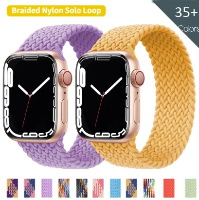 Ремешок плетеный нейлоновый для Apple Watch band 45 мм 44 40 38 42 | Наручные часы