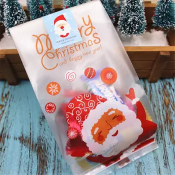 

New Arrival 50 Pieces Christmas Candy Bag Self Adhesive Gift Packing Bags For Party Decoration West Point Cookie Bag