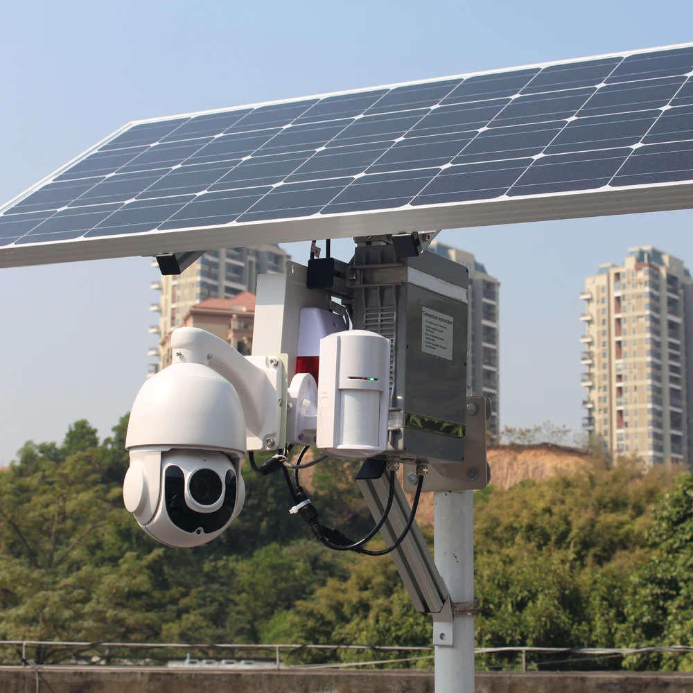 100w solar power camera 4G 3G gsm sim card slot outdoor wifi wireless ip ptz security cctv with PIR detector alarm 128G