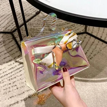 

Sequin Shoulder Bag for Women 2020 Summer New Gel Laser Silk Scarf Bow Korean Fashion Trend Messenger Wholesale Purse