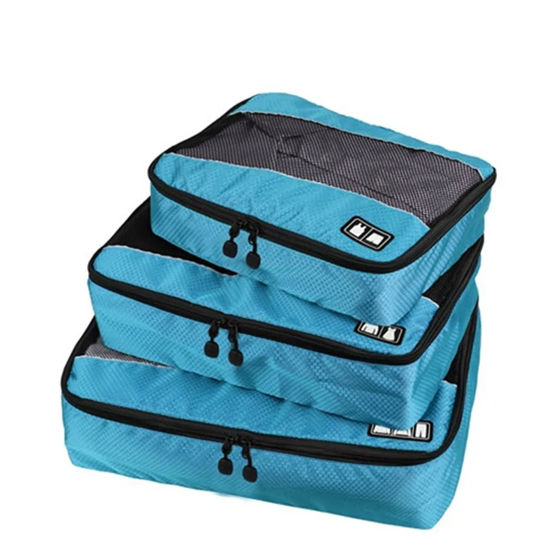 3 шт./компл. Костюмы упаковочная коробка дорожная сумка для рубашки штаны мешки для хранения одежды Чемодан органайзеры AIC88 - Цвет: Синий