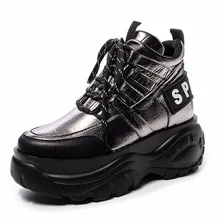 Новая модная высокая женская обувь; женские ботинки, увеличивающие рост; зимние теплые кожаные ботинки на толстой подошве; спортивная MS обувь; I2-04