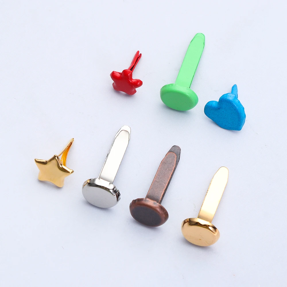 Metal Brads 100 PCs Metal Brad Studs Spikes Scrap Booking Embellishment Clasp Fastener DIY Photo Album Crafts Decoration
