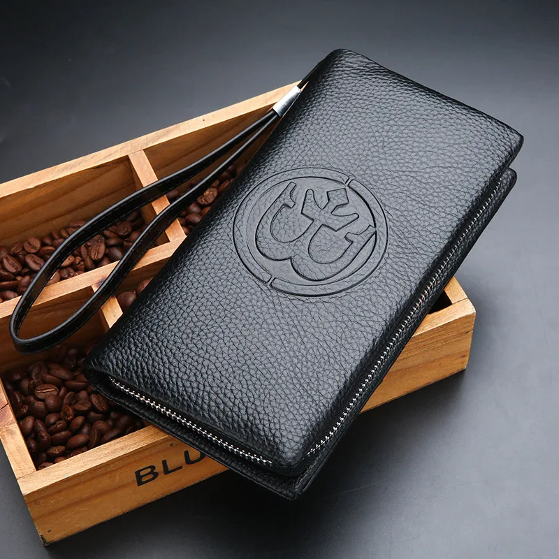 

2019 New Style MEN'S Business Bag Full-grain Leather Men's Hand Bag Leather MEN'S Wallet Clutch Mobile Phone Bag