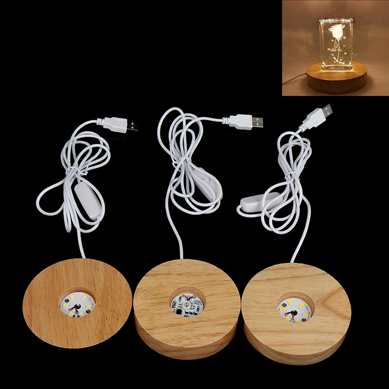 3 Styles Wood Light Base Rechargeable Remote Control Wooden Led Light