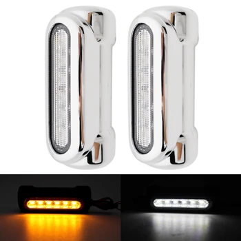 

FADUIES Motorcycle Highway Bar Switchback Driving Light White turn Amber For Bike Crash Bars Touring Bikes Chrome