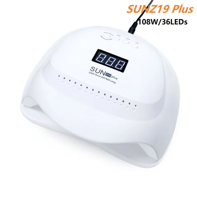 120 Вт УФ-светодиодный Гибридный светильник для сушки ногтей, двойной светильник-источник для отверждения ногтей, УФ-гель для ногтей с датчиком, таймером, ЖК-дисплеем - Цвет: SUNZ19 Plus