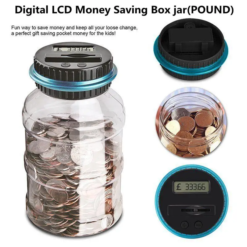 Digital Coin Bank Savings Jar Automatic Coin Counter Piggy Bank Large Capacity Money Saving Box with LCD Display For Children