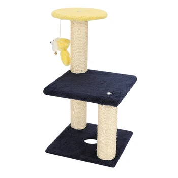 

3-Layer Cat Climbing Tree Scratching Post Board And Hanging Toy Home Pet Activity Center Detachable Cat Climbing Springboard