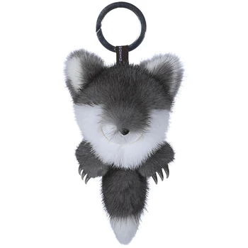 

Luxury mink fur fox fur pendant with vivid metal steel claw Fox doll bag pendant key chain