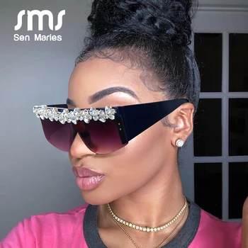 

Rimless Diamond Sunglasses Women 2020 New Squre Steampunk Sun Glasses Crystal Vintage Rhinestone Glasses Eyewear UV400 Oculos