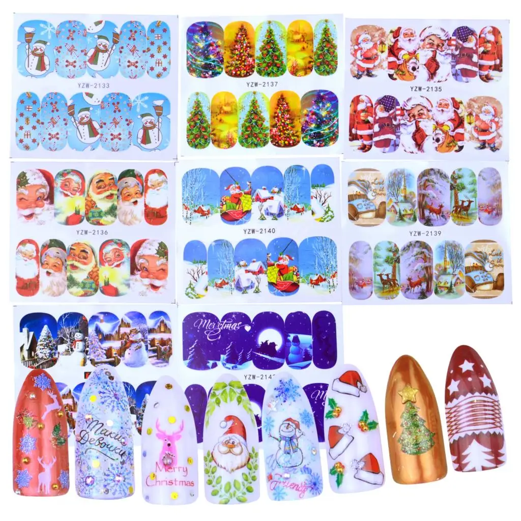 

1pcs Sliders Nail Wrap Christmas 3D Stickers Nail Art Decorations Santa Transfer Decals Accessories Tip Manicure Tool