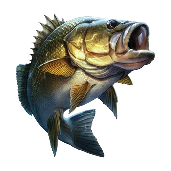 S60071 # Largemouth Bass 낚시 자기 접착 데칼 자동차 스티커 범퍼 후면 창 노트북에 방수 자동 장식 크기 선택